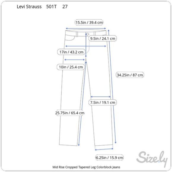 Levi's 501T Two-Tone Mid-Rise Cropped Tapered Button-Fly Jeans - Women's Size 27 - Picture 16 of 16